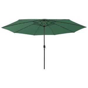 vidaXL Umbrelă soare de grădină cu LED-uri, verde, 400 cm imagine