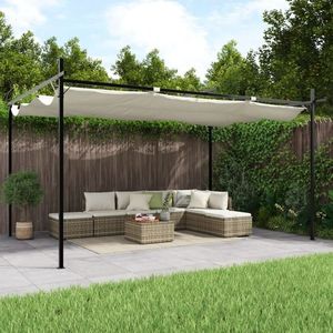 vidaXL Pergola cu acoperiș retractabil, crem, 395x292x230 cm imagine