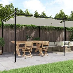 vidaXL Pergola cu acoperiș retractabil, crem, 589x292x230 cm imagine