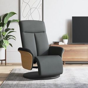 vidaXL Fotoliu rabatabil cu suport de picioare, gri închis, textil imagine
