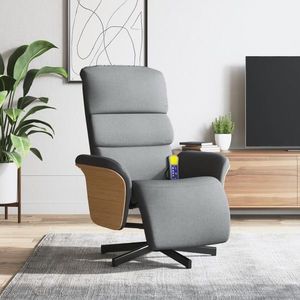 vidaXL Fotoliu rabatabil masaj cu suport picioare gri deschis textil imagine