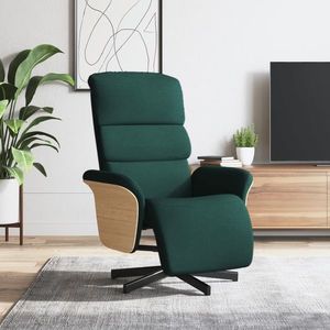 vidaXL Fotoliu rabatabil cu suport de picioare, verde închis, textil imagine