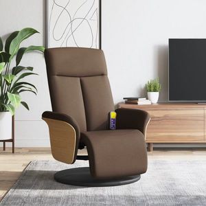 vidaXL Fotoliu de masaj rabatabil cu suport de picioare, maro, textil imagine