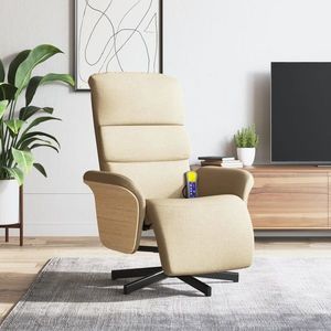 vidaXL Scaun rabatabil cu suport pentru picioare crem material textil imagine