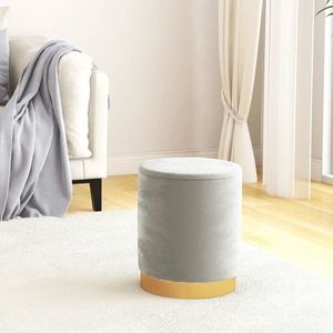 vidaXL Taburet depozitare rotund, gri deschis, catifea 31 x 37 cm imagine
