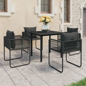 vidaXL Set mobilier de grădină, 5 piese, negru, ratan PVC imagine