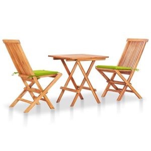 vidaXL Set bistro cu perne verde aprins, 3 piese, lemn masiv tec imagine