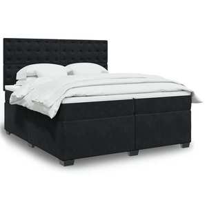 vidaXL Pat box spring cu saltea, negru, 200x200 cm, catifea imagine
