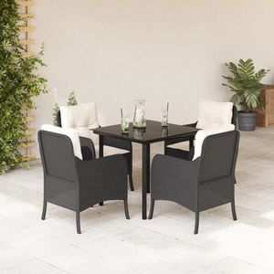 vidaXL Set mobilier de grădină cu perne, 5 piese, negru, poliratan imagine
