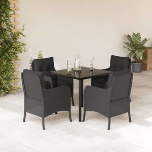 vidaXL Set mobilier de grădină cu perne, 5 piese, negru, poliratan imagine