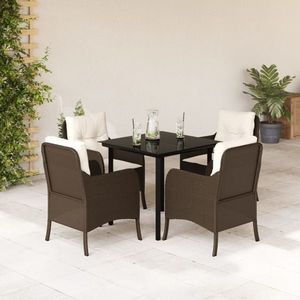 vidaXL Set mobilier de grădină, 5 piese, cu perne, maro, poliratan imagine