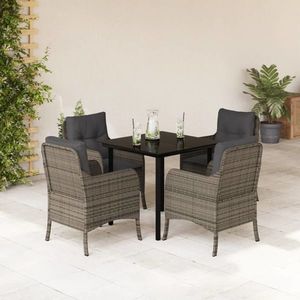 vidaXL Set mobilier de grădină cu perne, 5 piese, gri, poliratan imagine