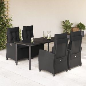 vidaXL Set mobilier de grădină cu perne, 5 piese, negru, poliratan imagine