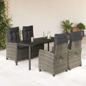 vidaXL Set mobilier de grădină cu perne, 5 piese, gri, poliratan imagine