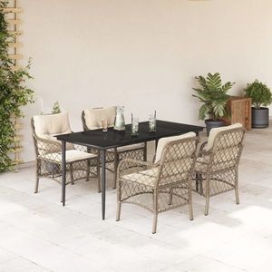 vidaXL Set mobilier de grădină cu perne, 5 piese, bej, poliratan imagine