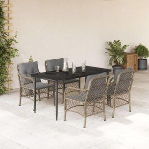 vidaXL Set mobilier pentru grădină, 5 piese, cu perne, bej, poliratan imagine