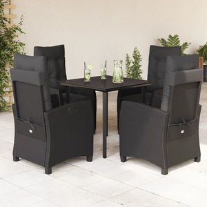 vidaXL Set mobilier de grădină cu perne, 5 piese, negru, poliratan imagine