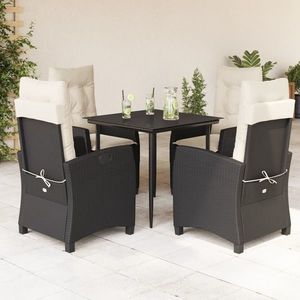 vidaXL Set mobilier de grădină cu perne, 5 piese, negru, poliratan imagine