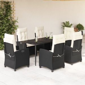 vidaXL Set mobilier de grădină cu perne, 7 piese, negru, poliratan imagine