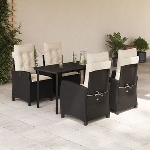 vidaXL Set mobilier de grădină cu perne, 5 piese, negru, poliratan imagine