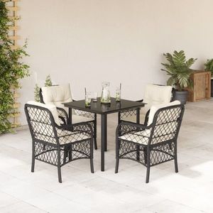 vidaXL Set mobilier de grădină cu perne, 5 piese, negru, poliratan imagine