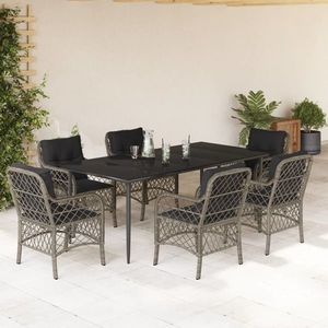 vidaXL Set mobilier de grădină cu perne, 7 piese, gri, poliratan imagine