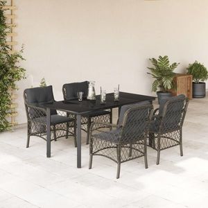 vidaXL Set mobilier de grădină cu perne, 5 piese, gri, poliratan imagine