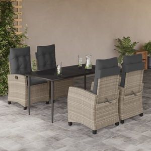 vidaXL Set mobilier de grădină cu perne, 5 piese gri deschis poliratan imagine