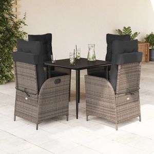 vidaXL Set mobilier de grădină cu perne, 5 piese, gri, poliratan imagine