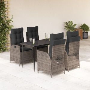vidaXL Set mobilier de grădină cu perne, 5 piese, gri, poliratan imagine