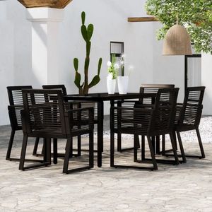 vidaXL Set mobilier de grădină, 7 piese, negru imagine