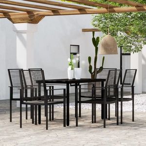 vidaXL Set de servit masa pentru grădină, 7 piese, negru imagine