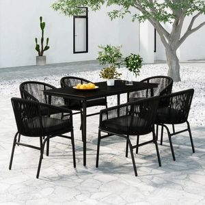 vidaXL Set de servit masa pentru grădină, 7 piese, negru imagine