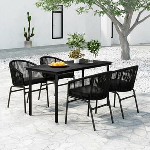 vidaXL Set de servit masa pentru grădină, 5 piese, negru imagine