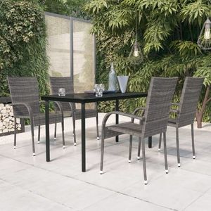 vidaXL Set mobilier de grădină, 5 piese, gri și negru imagine