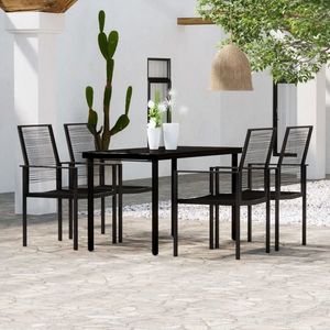 vidaXL Set de servit masa pentru grădină, 5 piese, negru imagine