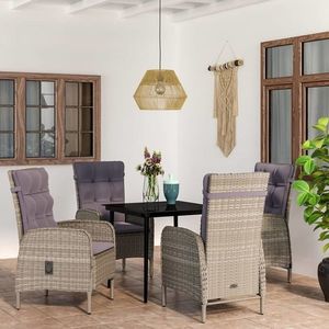 vidaXL Set de servit masa pentru grădină, 5 piese, gri și negru imagine