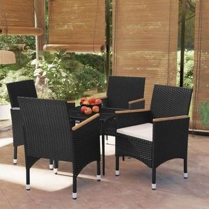 vidaXL Set masă pentru grădină, 5 piese, cu perne, negru imagine
