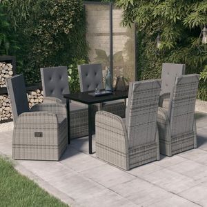 vidaXL Set de mobilier pentru grădină, cu perne, 7 piese, gri imagine