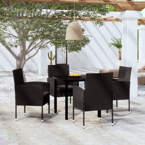 vidaXL Set de servit masa pentru grădină, 5 piese, negru imagine