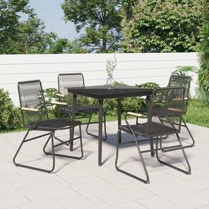vidaXL Set mobilier de grădină, 5 piese, negru, ratan PVC imagine