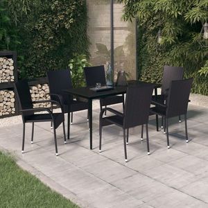 vidaXL Set de servit masa pentru grădină, 7 piese, negru imagine