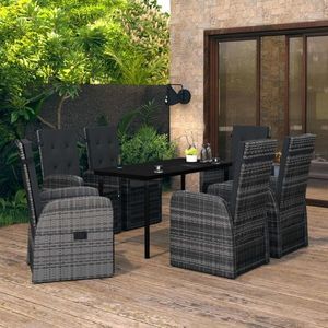 vidaXL Set de mobilier pentru grădină, cu perne, 7 piese, gri imagine