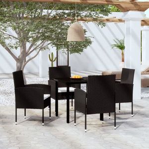 vidaXL Set de servit masa pentru grădină, 5 piese, negru imagine