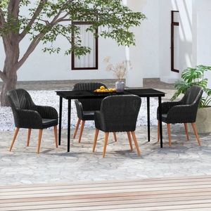vidaXL Set masă pentru grădină, 5 piese, cu perne, negru imagine