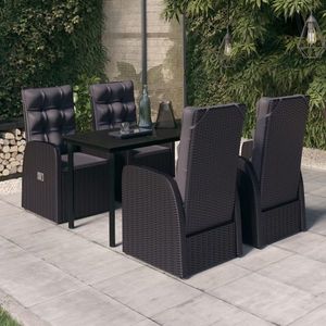 vidaXL Set masă pentru grădină, 5 piese, cu perne, negru imagine