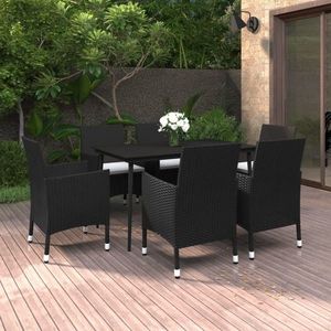 vidaXL Set mobilier de grădină cu perne, 7 piese, poliratan și sticlă imagine