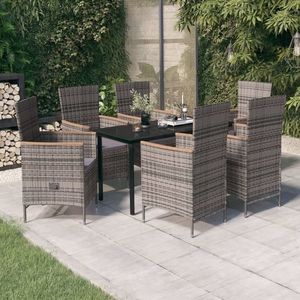 vidaXL Set mobilier pentru grădină, cu perne, 7 piese, gri imagine