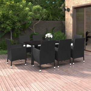 vidaXL Set mobilier de grădină cu perne, 9 piese, poliratan și sticlă imagine