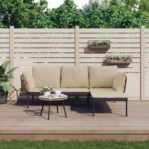 vidaXL Set mobilier de grădină cu perne bej, 3 piese, poliratan imagine